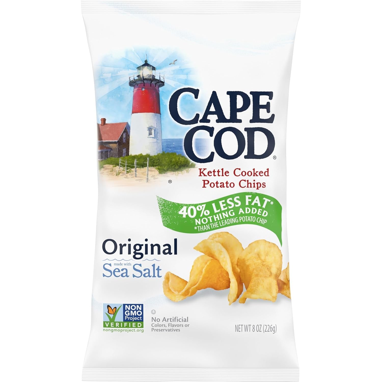 Potato Chips, Less Fat Original Kettle Chips, 8 Oz