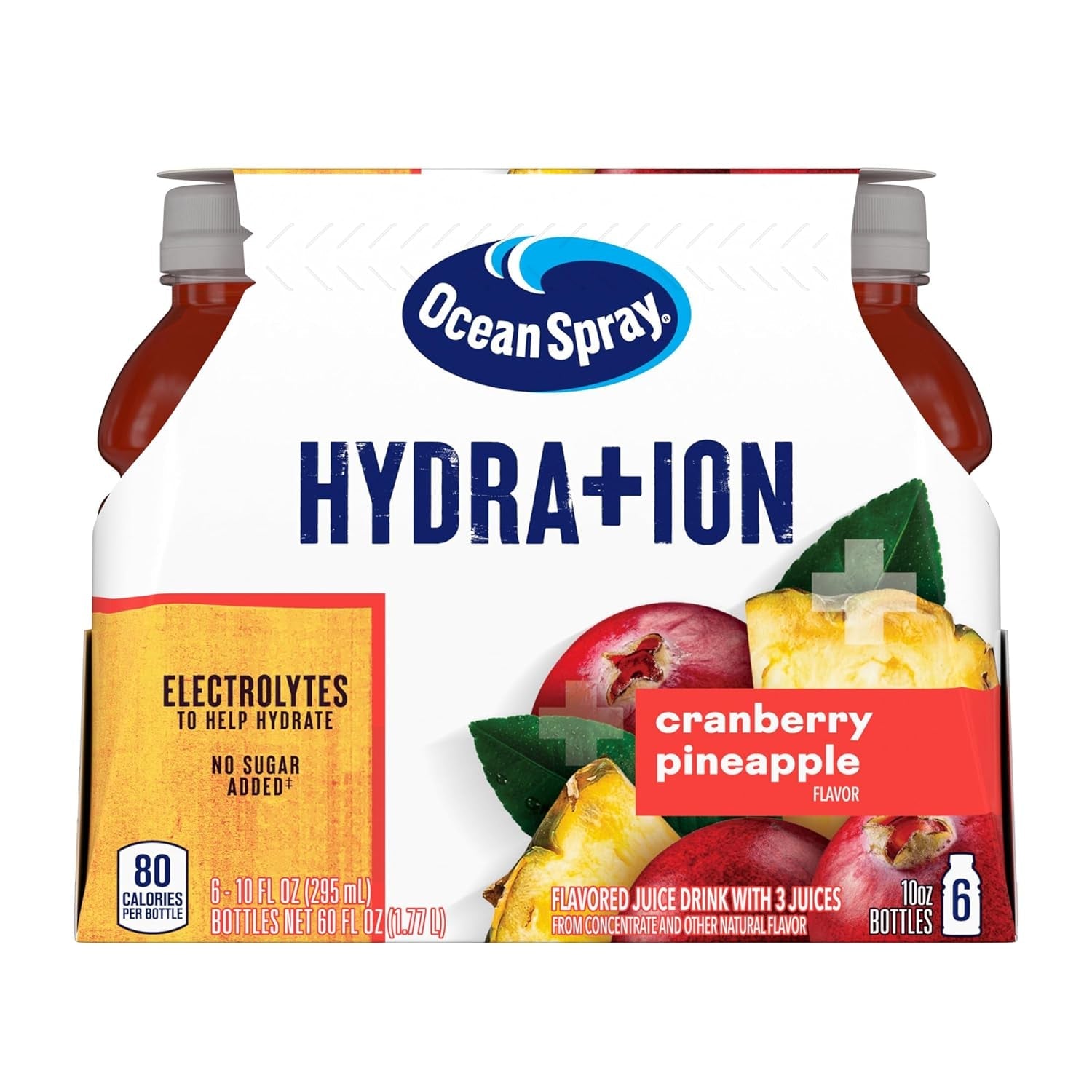 Hydration Cranberry Pineapple Juice Drinks, 10 Fl Oz Bottles, 6 Count (Pack of 1)
