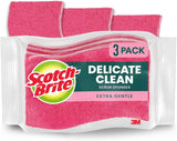 Gentle Clean Delicate Scrub Sponges, for Washing Dishes and Cleaning Kitchen, 3 Scrub Sponges