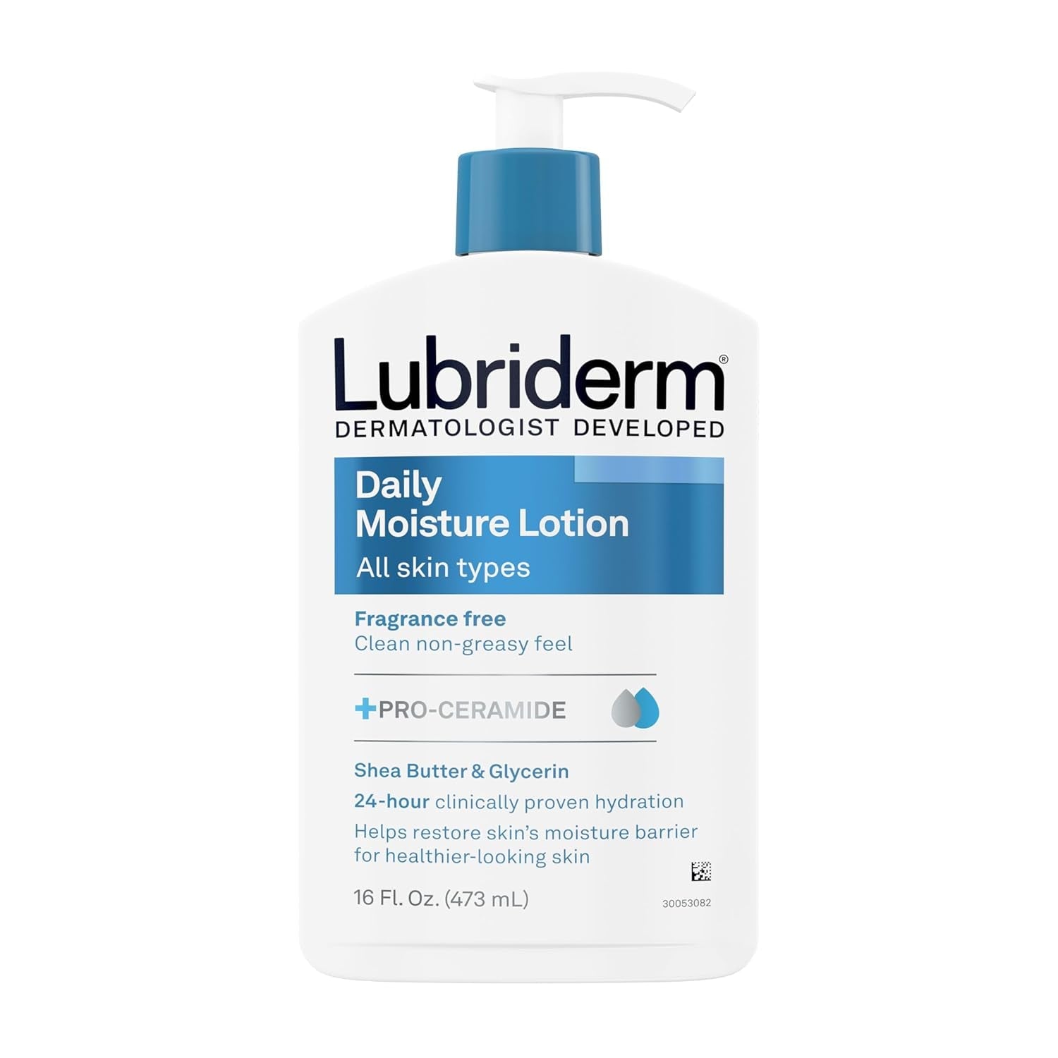 Fragrance Free Daily Moisture Lotion + Pro-Ceramide, Shea Butter & Glycerin, Face, Hand & Body Lotion for Sensitive Skin, Hydrating Lotion for Healthier-Looking Skin, 16 Fl. Oz