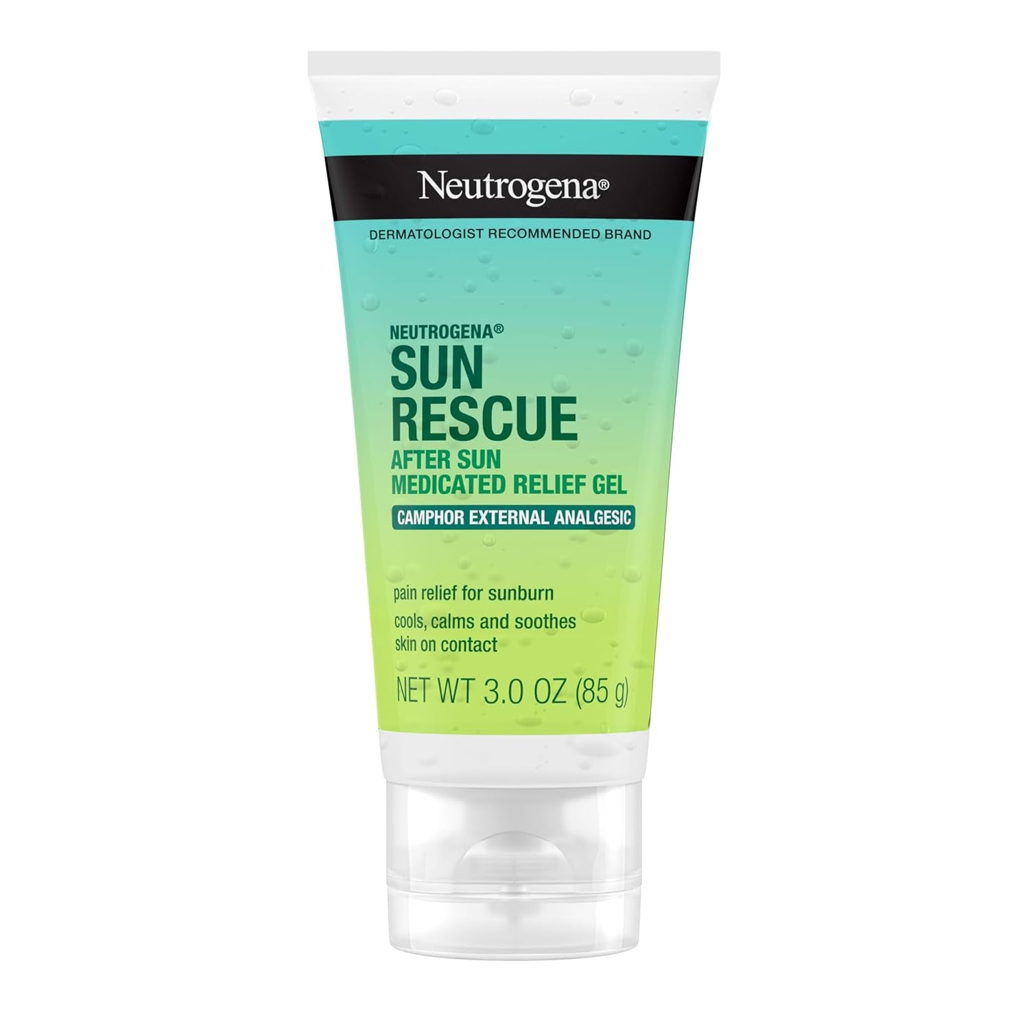 Sun Rescue after Sun Medicated Relief Gel with 0.45% Camphor External Analgesic for Cooling & Soothing, Painful Sunburn & Itch Relief, Fragrance-Free 3 Oz