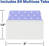 Multiuse Ultra Tabs, 2" X 1.5", 2-Side Writable, Assorted Pastel Dots, 24 Repositionable Tabs (74773)