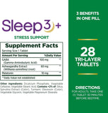 Stress Support Melatonin by , Sleep3 Maximum Strength 100% Drug Free Sleep Aid, Dietary Supplement with Ashwagandha, Time Release Technology, 10Mg, 28 Tri-Layered Tablets