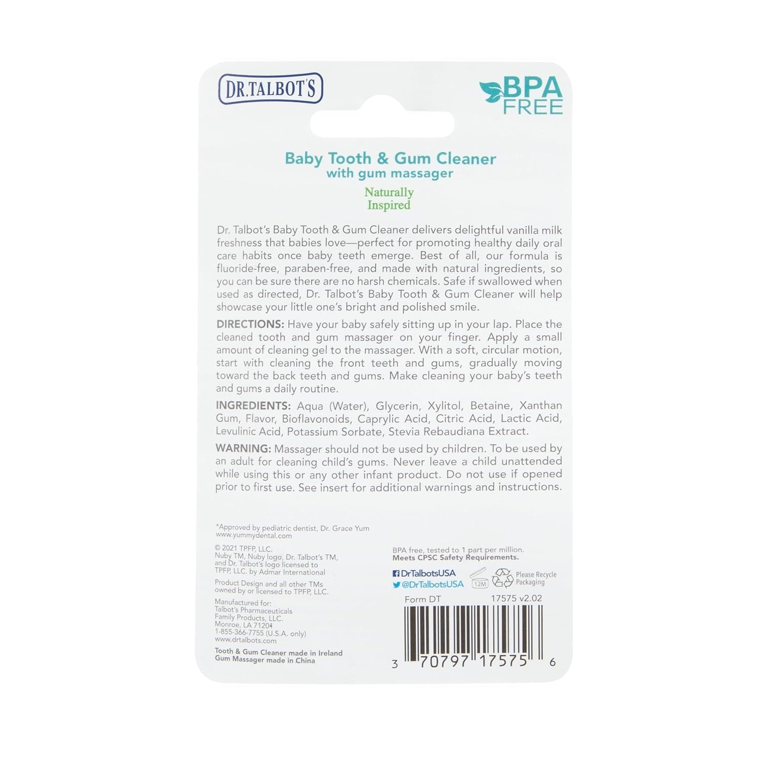 Baby Toothpaste Naturally Inspired with Citroganix and Silicone Finger Gum Massager, Vanilla Milk Flavor