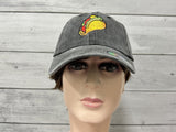Embroidered Taco Baseball Cap for Men Women, Washed Black Embroidery Cotton Adjustable Snapback Trucker Hat Dad Hats Unisex