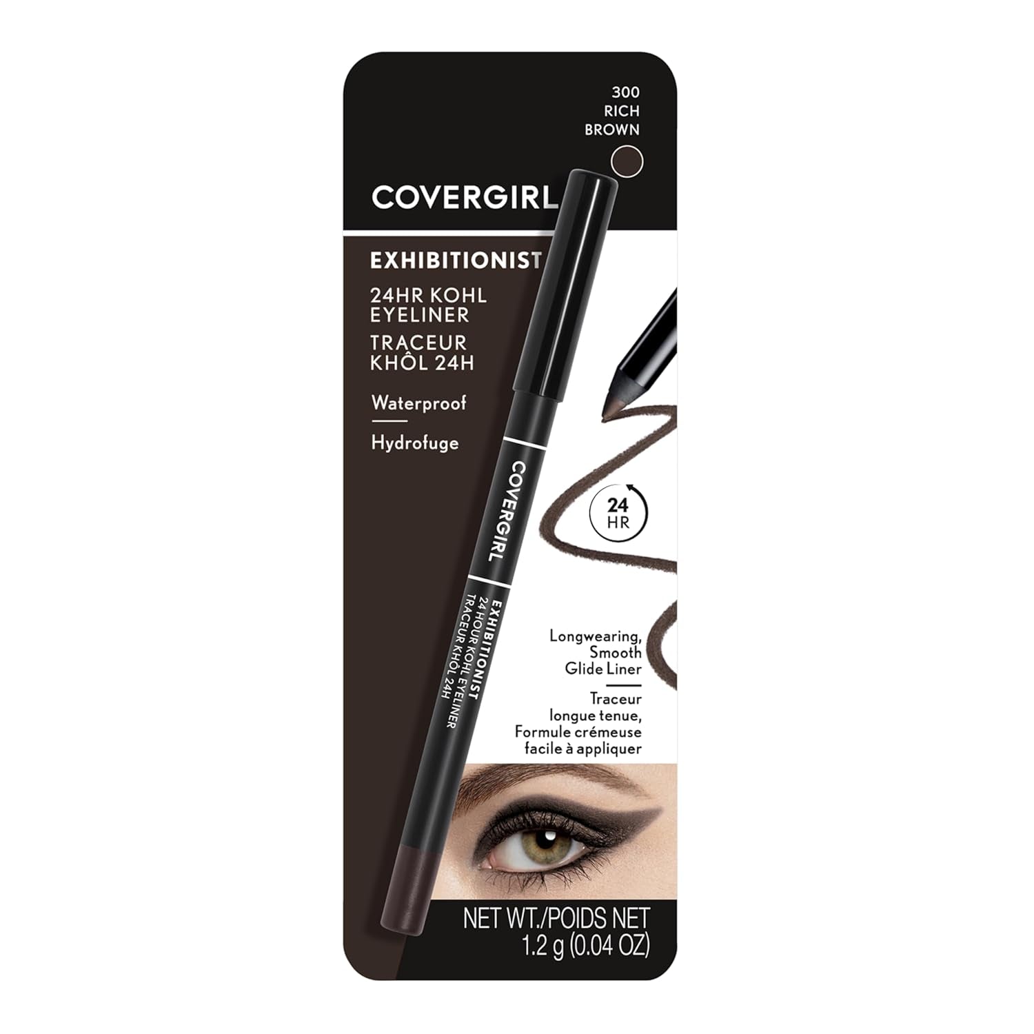 Exhibitionist 24-Hour Kohl Eyeliner, Rich Brown, 0.04 Ounce (Pack of 1)