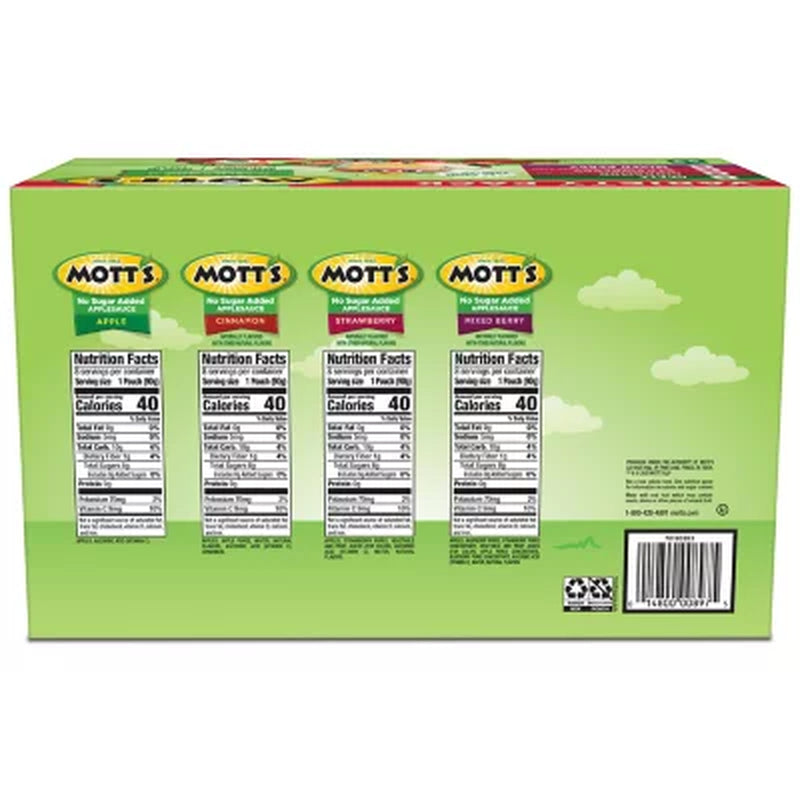 Mott'S No Sugar Added Applesauce Variety Pack, 3.2 Oz., 32 Pk.