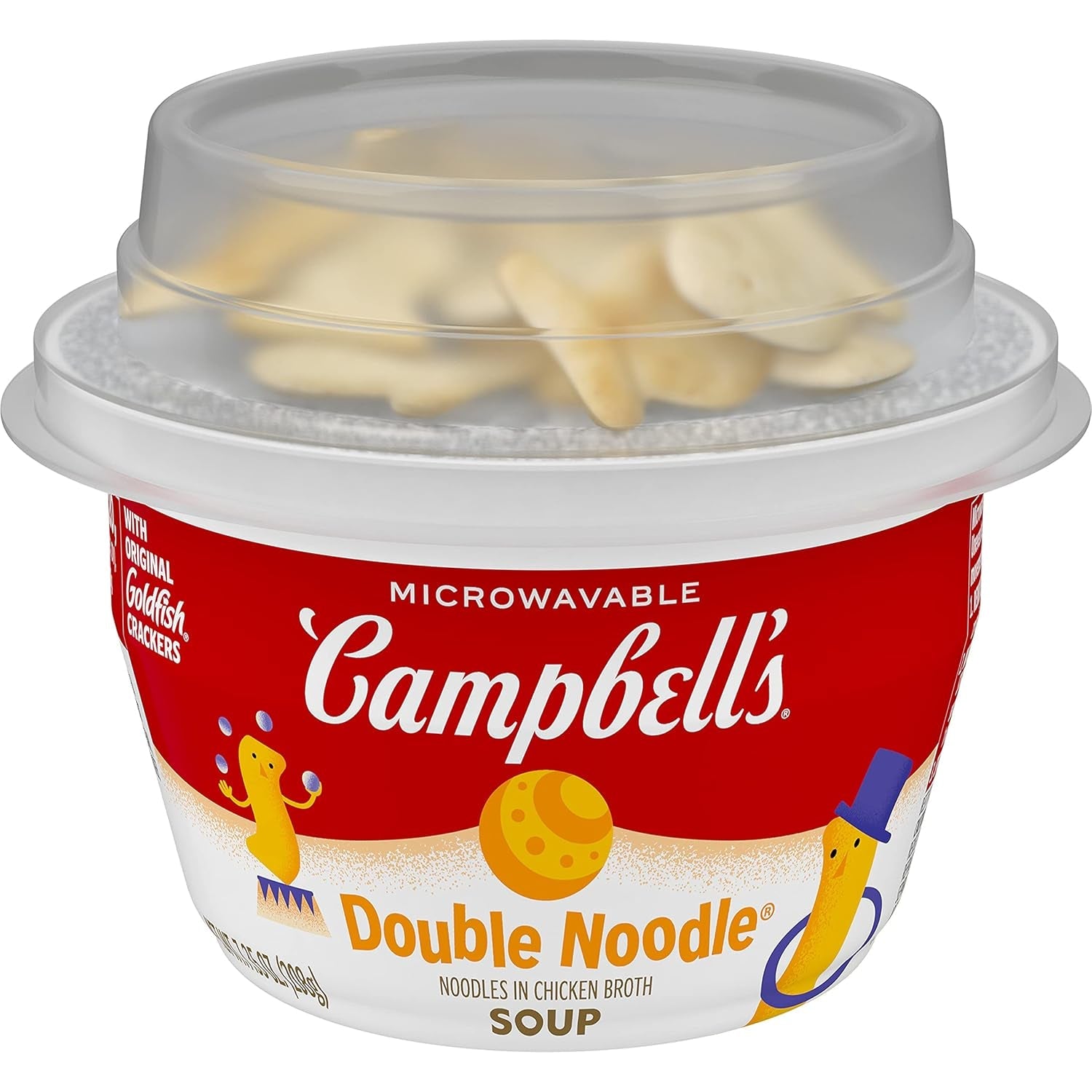 Double Noodle Soup with Original Goldfish Crackers, 7.35 Oz Microwavable Bowl