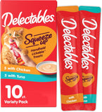 Delectables Squeeze up Interactive Lickable Wet Cat Treats for Adult & Senior Cats, Chicken & Tuna, 10 Count,5 Oz