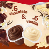 Chocolate and Vanilla Flavored Pudding Cups Family Pack, 12 Count Pudding Cups (1 Pack)