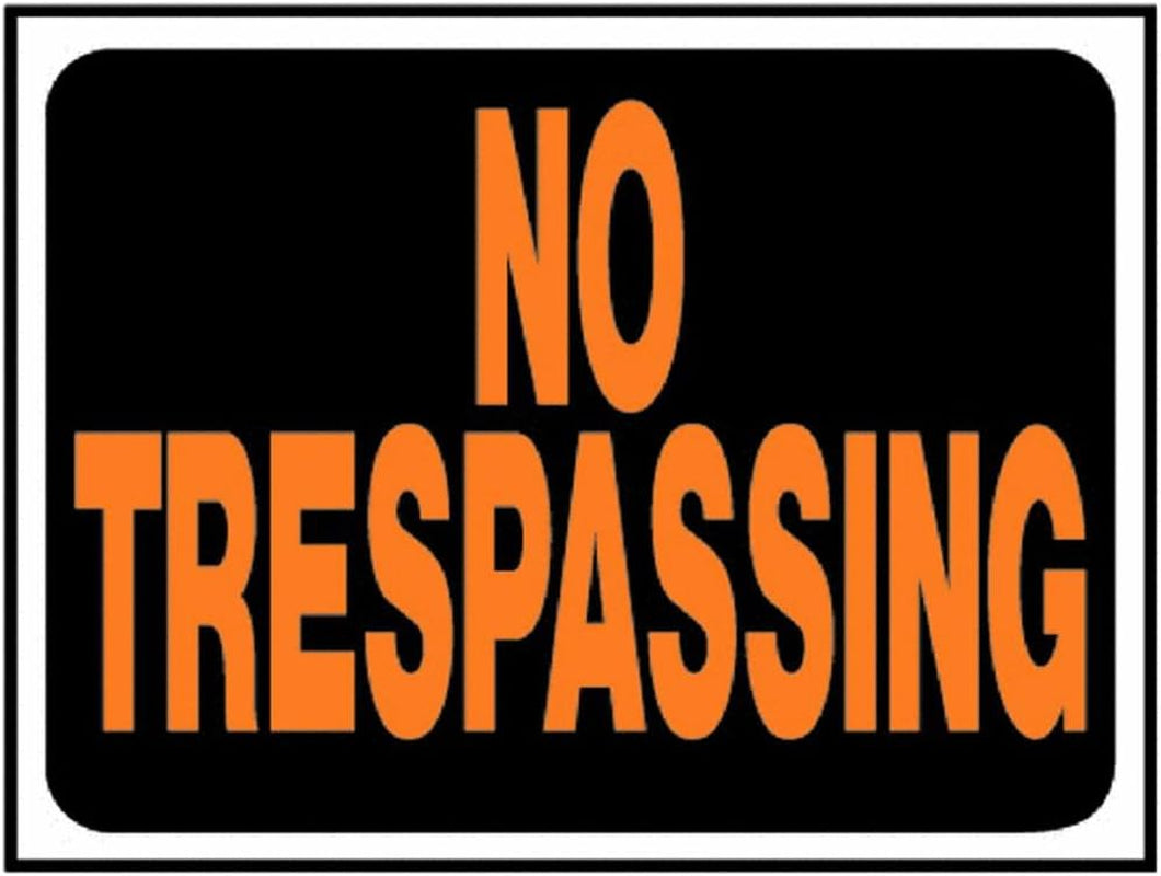 Products 3014 No Trespassing Plastic Sign 8.5" X 12" Orange/Black, 1 Piece
