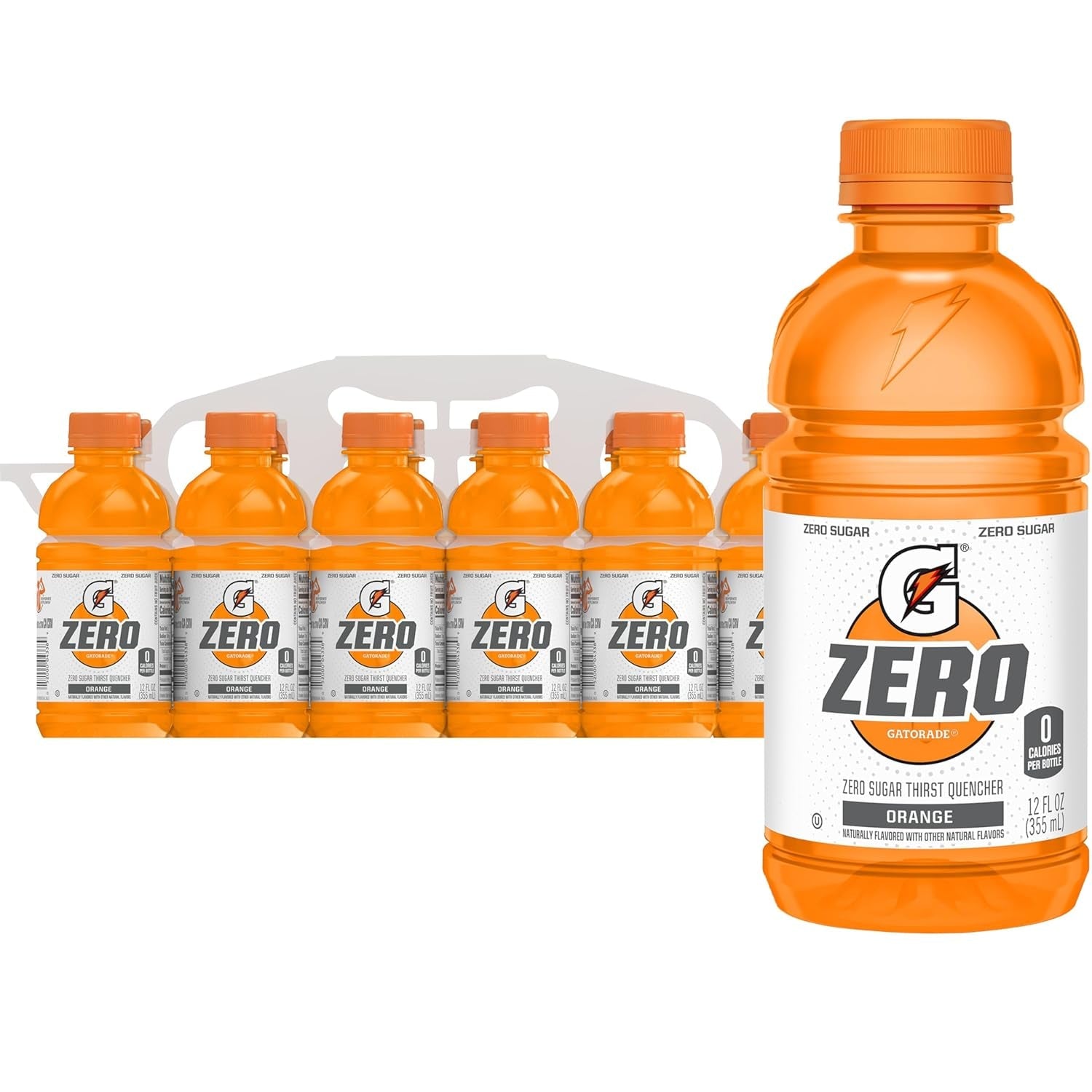 Thirst Quencher Zero Sugar Sports Drink, Orange, 12Oz Bottles, 12 Pack, Electrolytes for Rehydration