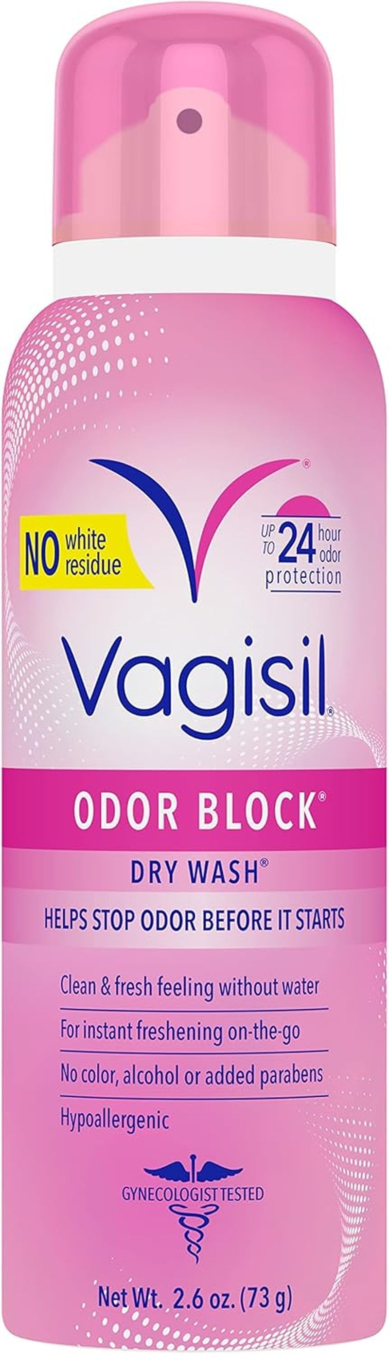 Odor Block Dry Wash Spray for Feminine Hygiene, Gynecologist Tested, Hypoallergenic, 2.6 Ounces (Pack of 1)