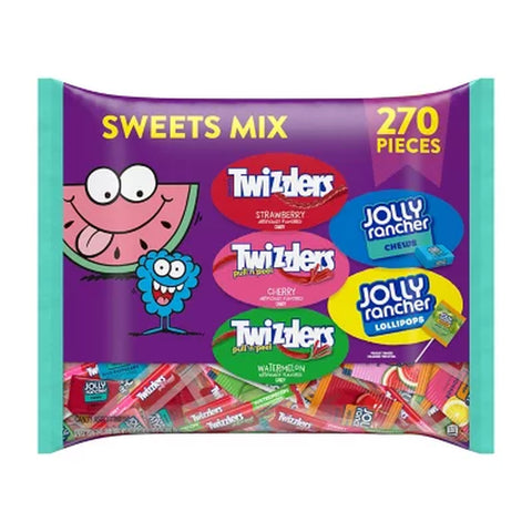 JOLLY RANCHER & TWIZZLERS Fruit Flavored Candy, Variety Pack, Fun Size, 270 Pcs.