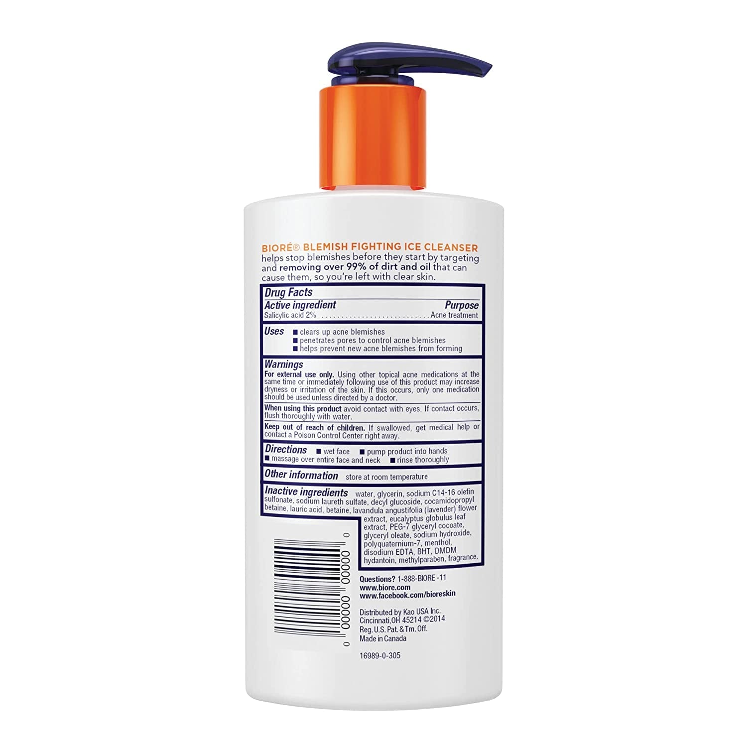 Blemish Fighting Ice Cleanser Face Wash with Salicylic Acid, Clears and Helps Prevent Acne Breakouts, Cools & Refreshes Skin, Oil Free, 6.77 Oz