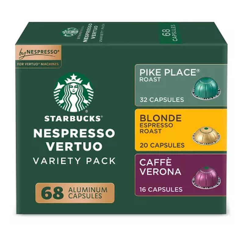 Starbucks by Nespresso Vertuo Coffee Pods, Variety Pack, 68 Ct.