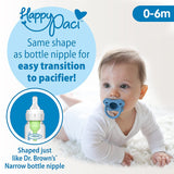 Happypaci 100% Silicone Baby Pacifier, Contoured One-Piece Design, White, Blue, Light Blue, 0-6M, Bpa-Free, 3 Pack