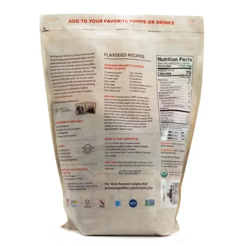 Premium Gold Organic Golden Flaxseed, 4 Lbs.