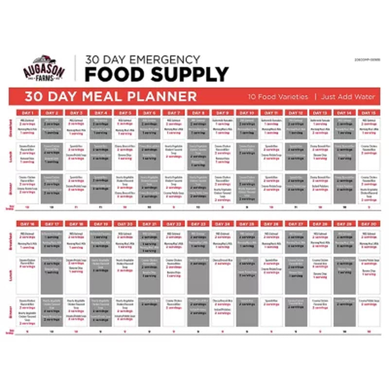 Augason Farms Emergency Food Supply Pail with Water Filtration Bottle 1 Person, 30 Days