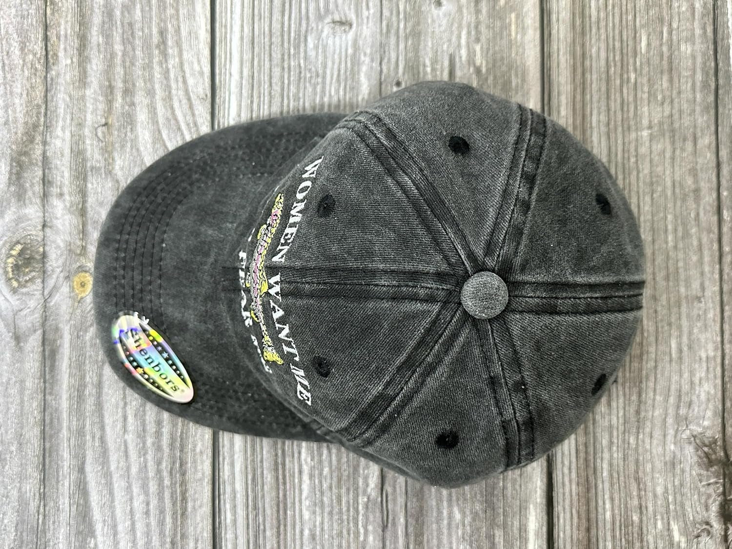 Embroidered women Want Me Fish Fear Me Trucker Hat for Men, Washed Black Dad Hat, Outdoor Adjustable Baseball Snapback Hats