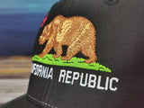 California State Bear Flag Trucker Hats for Women Men, Black Grey Embroidery Snapback Hat Cali Baseball Caps Dad Hat Unisex