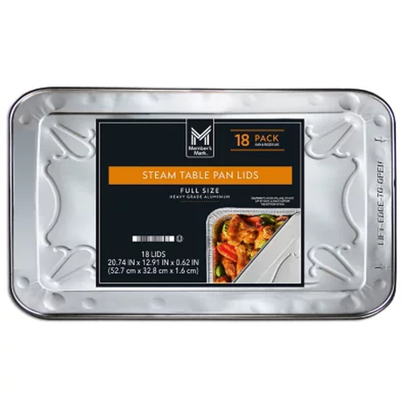 Member'S Mark Aluminum Steam Table Pan Lids, Full Size 18 Ct.