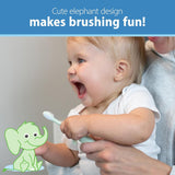 Infant-To-Toddler Toothbrush, Soft and Safe Baby Training Brush, Elephant, Mint, 0-3 Years (Styles May Vary)