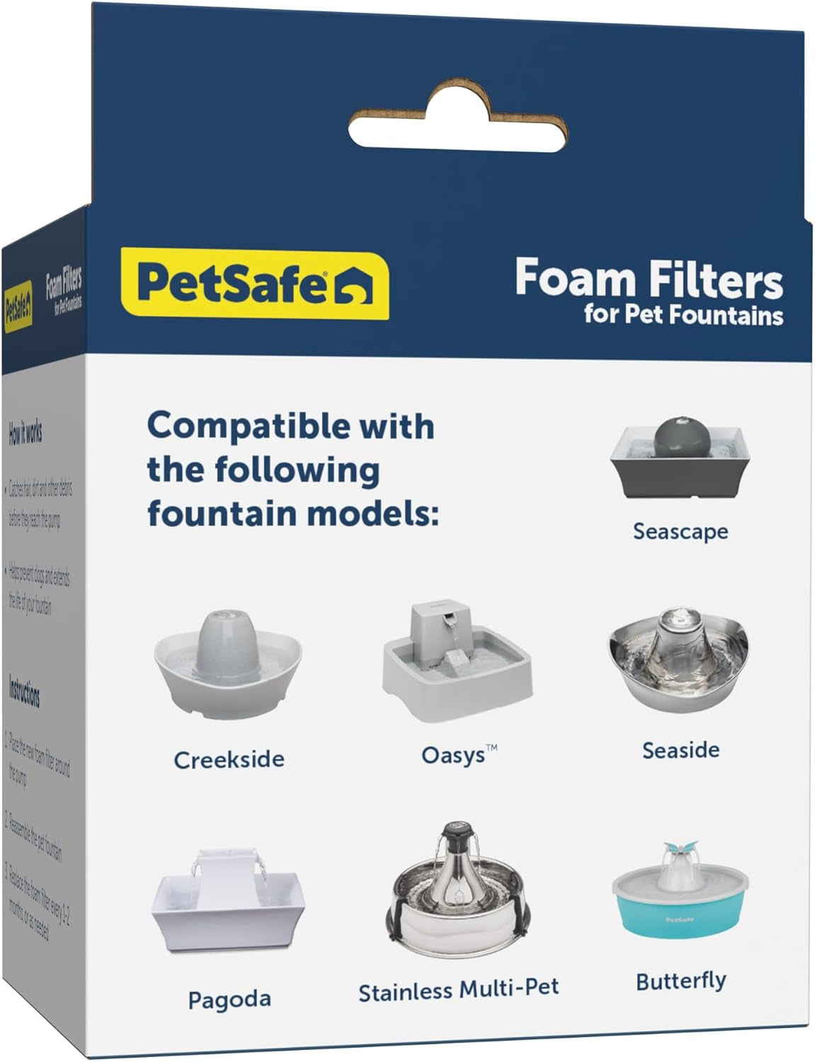 Drinkwell Replacement Foam Filters - Compatible with  Ceramic and Stainless Steel Pet Fountains for Water Dispensers, 2 Pack (PAC00-13711)