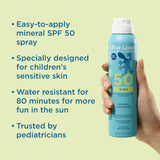 Kids Mineral Sunscreen Spray SPF 50+, Brand, Broad-Spectrum UVA/UVB Protection, Water-Resistant, Zinc Oxide Formula, 5 Fl Oz