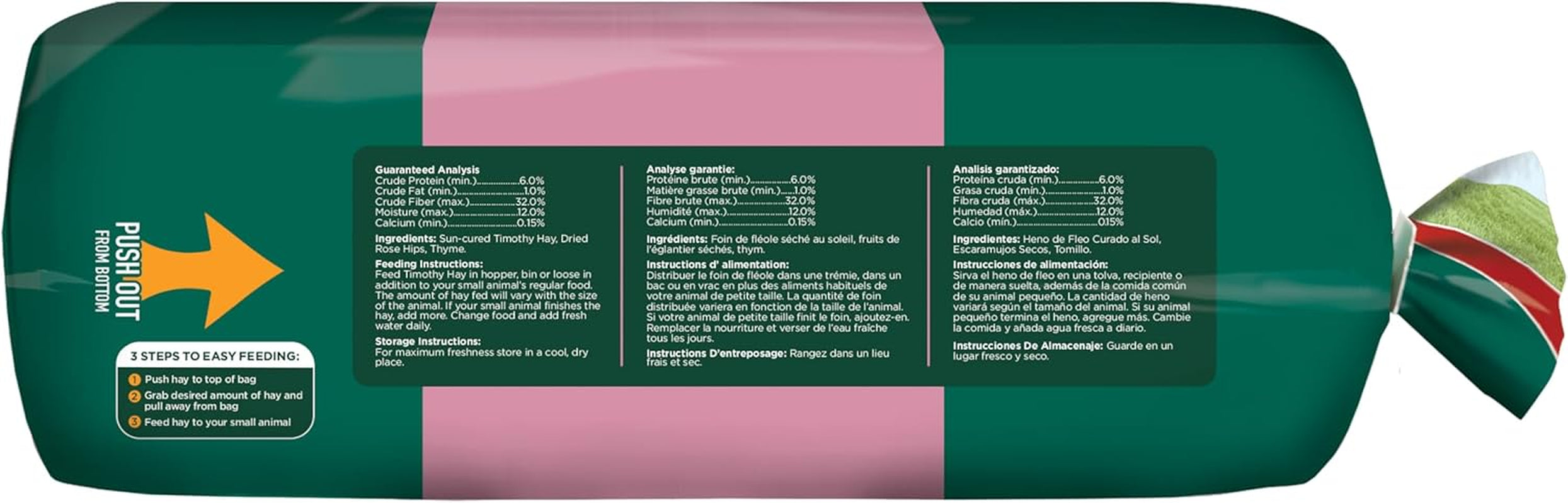 All Natural Timothy Hay plus Rose & Thyme for Guinea Pigs, Rabbits & Other Small Animals, 24 Ounce