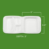 Hefty Earthchoice 3-Compartment Hinged Lid Containers, 9", 50 Ct.