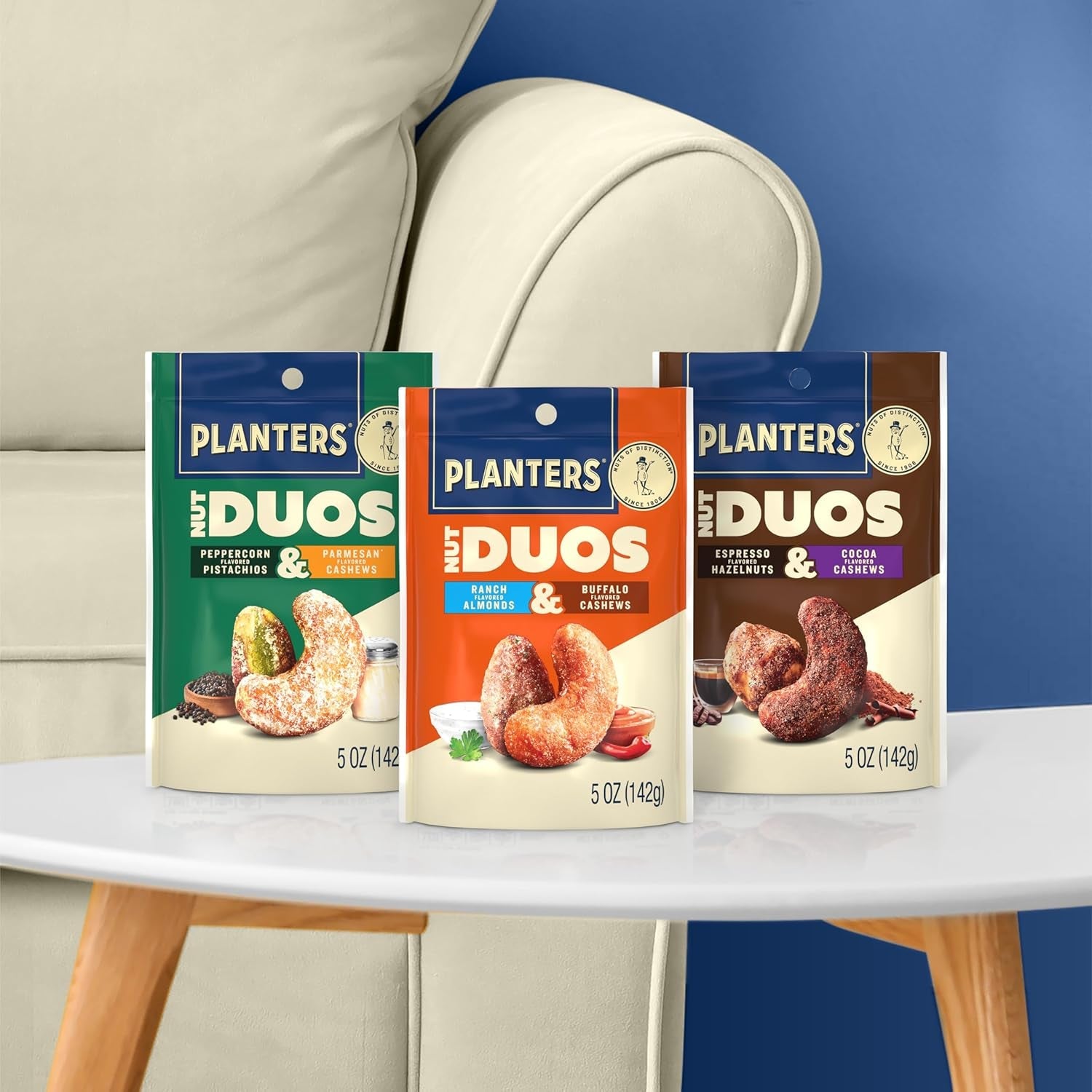 Nut Duos, Flavored Nuts Snack Pack - Cocoa Cashews & Espresso Hazelnuts 5Oz
