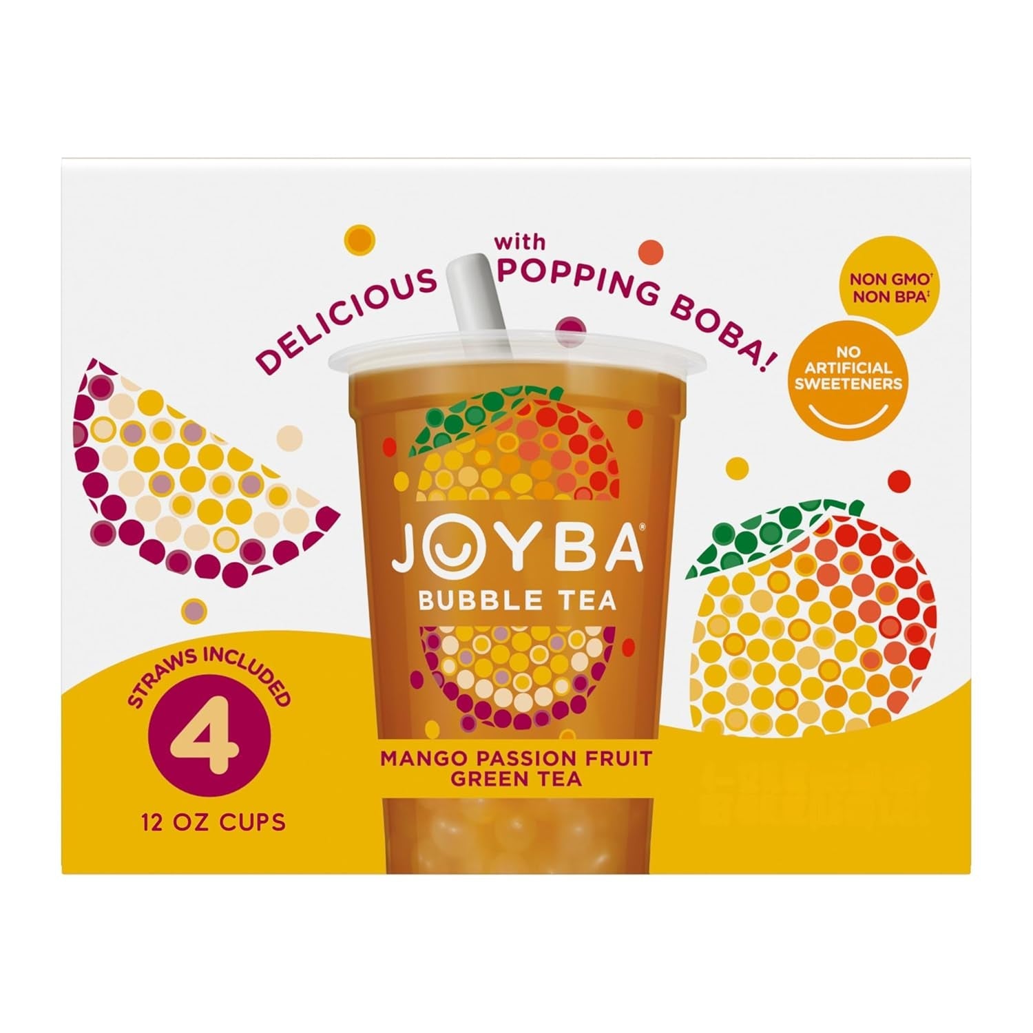Bubble Tea Mango Passion Fruit Green Tea, 4 Pack, 12 Fl. Oz. Cups