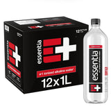 Essentia Water Bottled, Ionized Alkaline Water:99.9% Pure, Infused with Electrolytes, 9.5 Ph or Higher with a Clean, Smooth Taste, 1 Litre (Pack of 12)