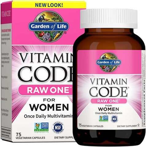 Vitamin Code Raw One Once Daily Multivitamin Capsules, Fruits, Veggies, Probiotics for Womens Health, Vegetarian, Gluten Free, 75 Count