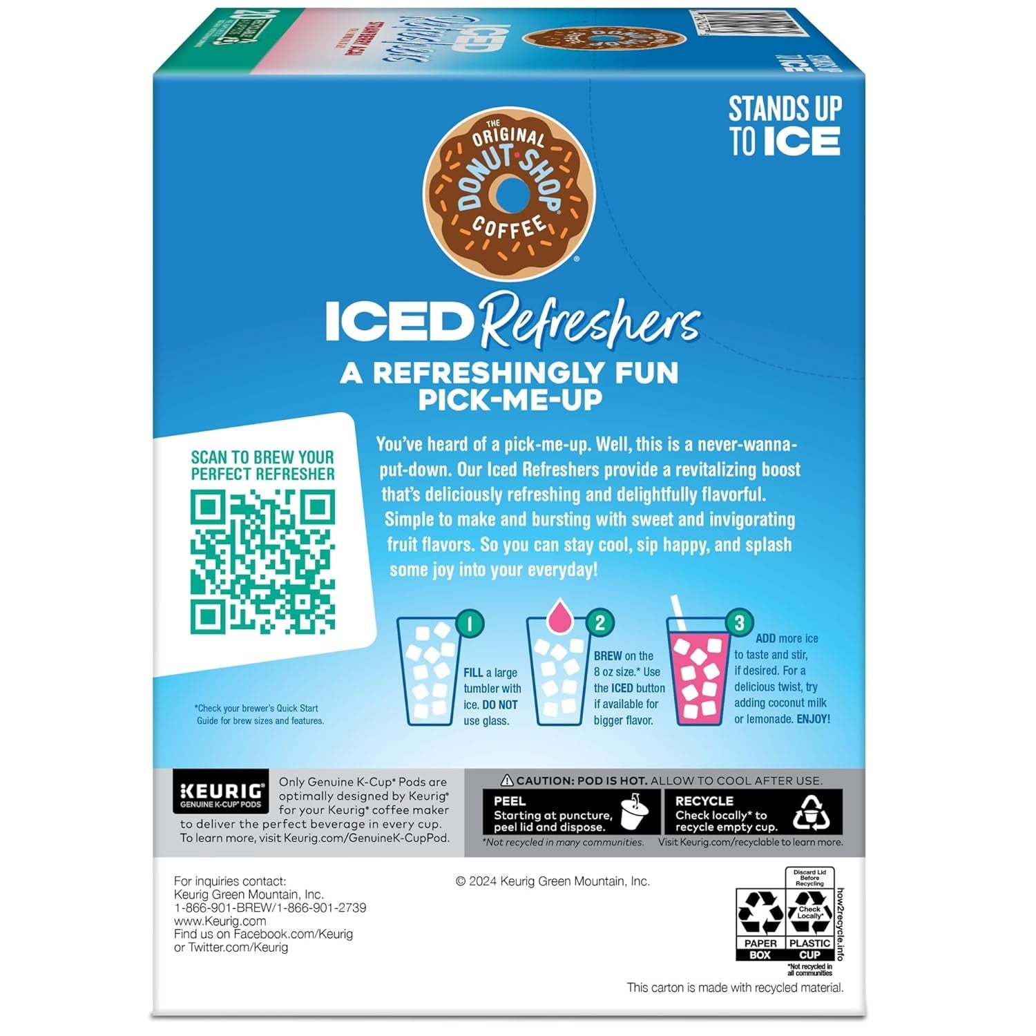 Iced Refreshers, Strawberry Açaí Flavor, Keurig Single Serve K-Cup Pods, 20 Count