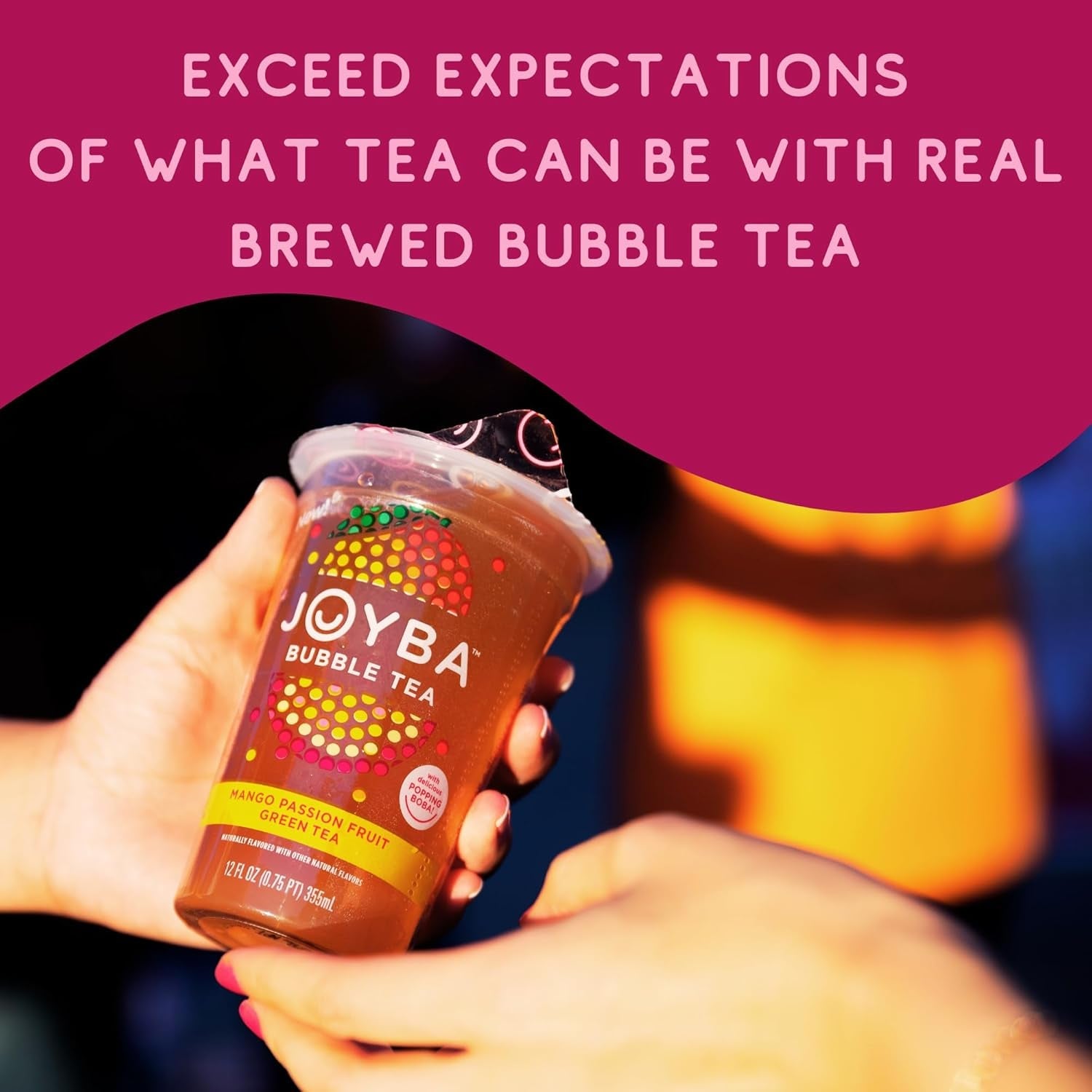 Bubble Tea Mango Passion Fruit Green Tea, 4 Pack, 12 Fl. Oz. Cups