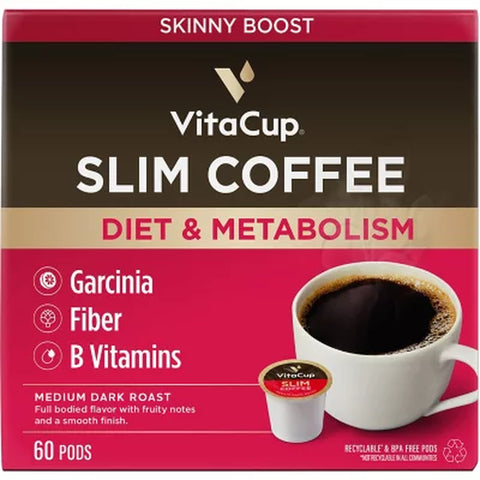Vitacup Medium-Dark Roast Single Serve Coffee Cups, Slim Blend 60 Ct.