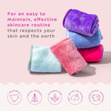 Makeup Remover Cloths - Reusable Microfiber Face Towels to Cleanse & Remove Makeup - Water Activated, Dual-Sided Design for Easy Use - Pastel (4 Count)