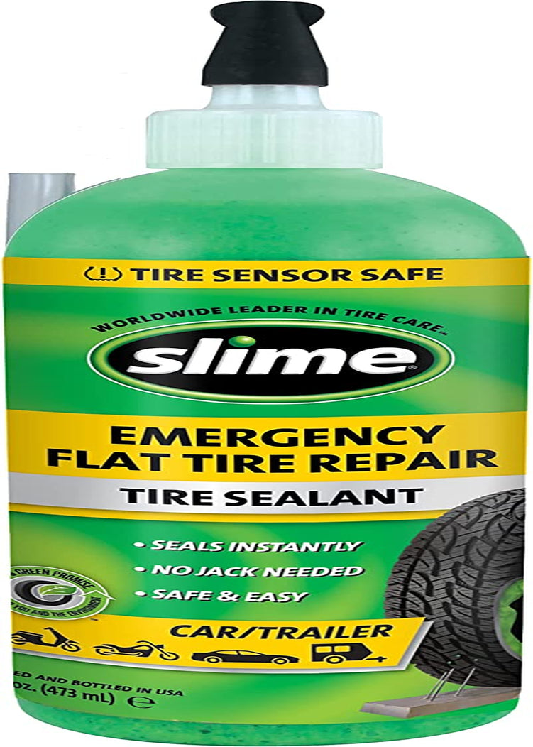 10011 Flat Tire Puncture Repair Sealant, Emergency Repair for Highway Vehicles, Suitable for Cars/Trailers, Non-Toxic, Eco-Friendly, 16 Oz Bottle