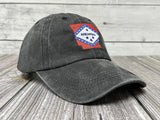 Embroidered Arkansas State Flag Hat for Women Men Kids, Washed Black Embroidery Baseball Cap, Cotton Snapback Trucker Hat