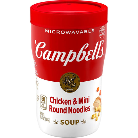 Sipping Soup, Chicken & Mini round Noodle Soup, 10.75 Oz Microwavable Cup