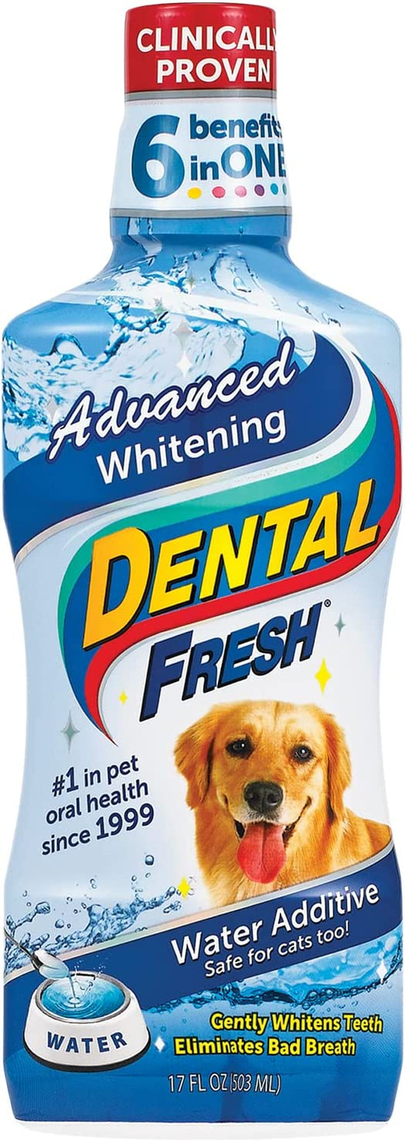 Advanced Whitening Water Additive, 17Oz – Dog Breath Freshener Formula to Hep Overall Dog Dental Care and Brighten Teeth