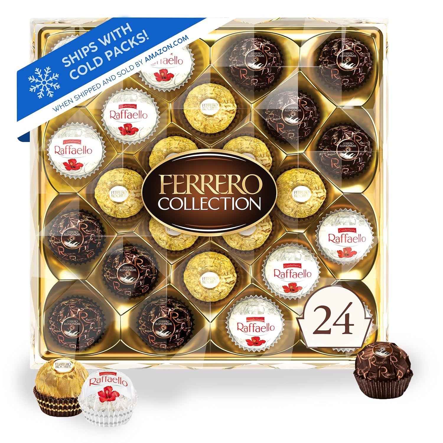 Collection, 24 Count, Premium Gourmet Assorted Hazelnut Milk Chocolate, Dark Chocolate and Coconut, 9.1 Oz