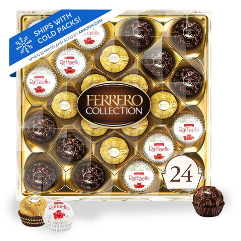 Collection, 24 Count, Premium Gourmet Assorted Hazelnut Milk Chocolate, Dark Chocolate and Coconut, 9.1 Oz