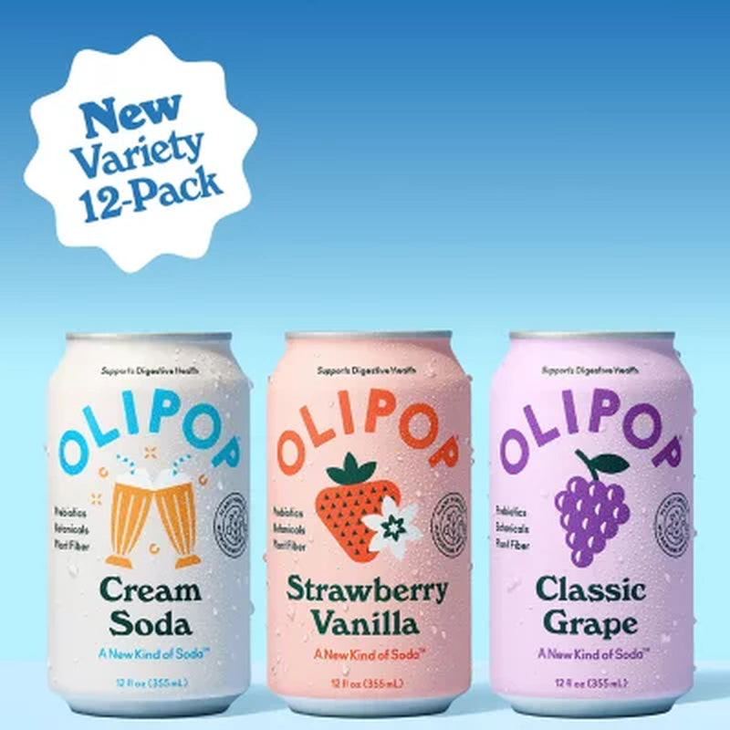 Olipop Variety Pack, a New Kind of Soda 12 Fl. Oz., 12 Pk.