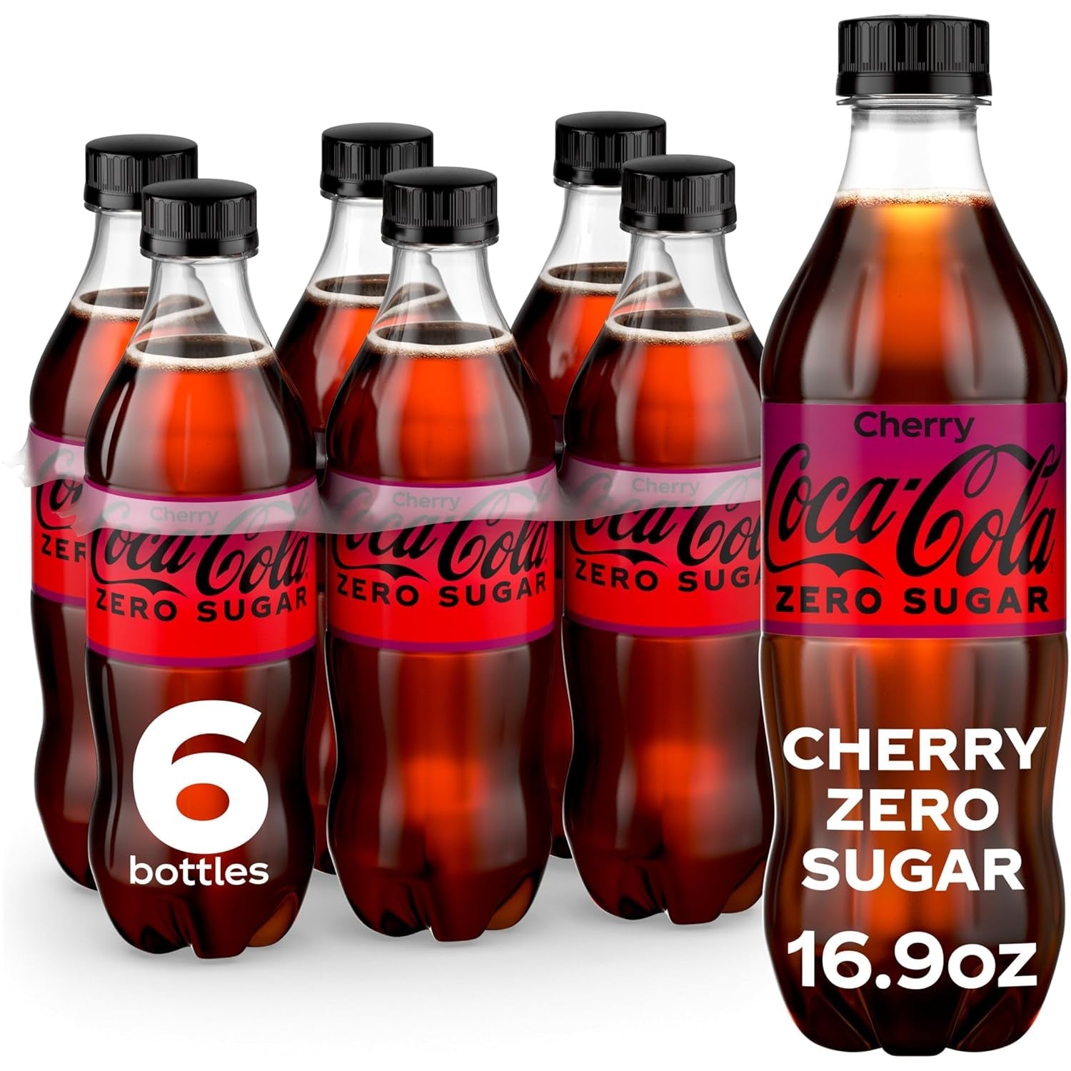 Sugar Cherry Diet Soda Soft Drink, 16.9 Fl Oz, 6 Pack
