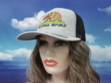 California Republic Bear Trucker Hat for Men & Women, Embroidered Cali Flag Baseball Cap, Embroidery Snapback Cotton Dad Hat