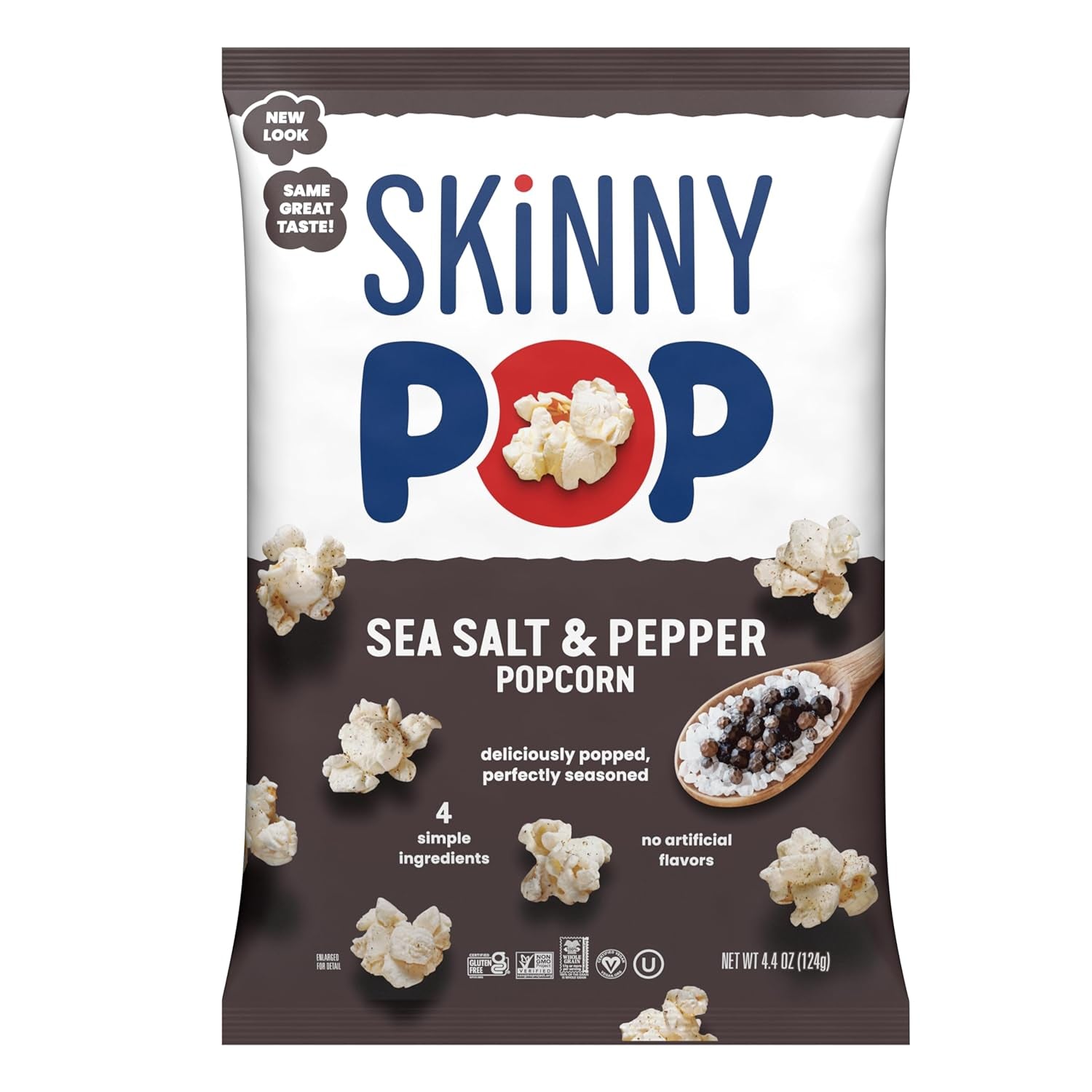 Popcorn, Sea Salt & Pepper, Whole Grain, Dairy-Free Snack, 4.4Oz Bag