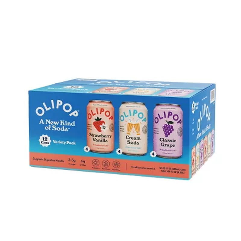 Olipop Variety Pack, a New Kind of Soda 12 Fl. Oz., 12 Pk.